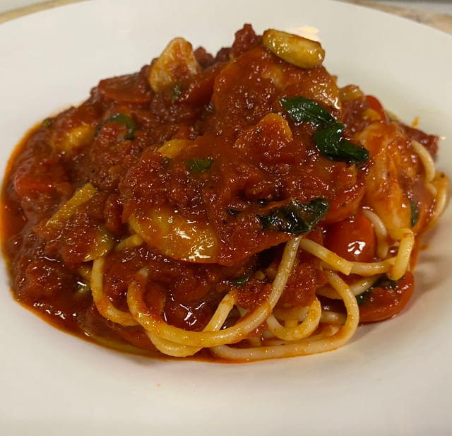 Angel Hair Shrimp Fra Diavolo.