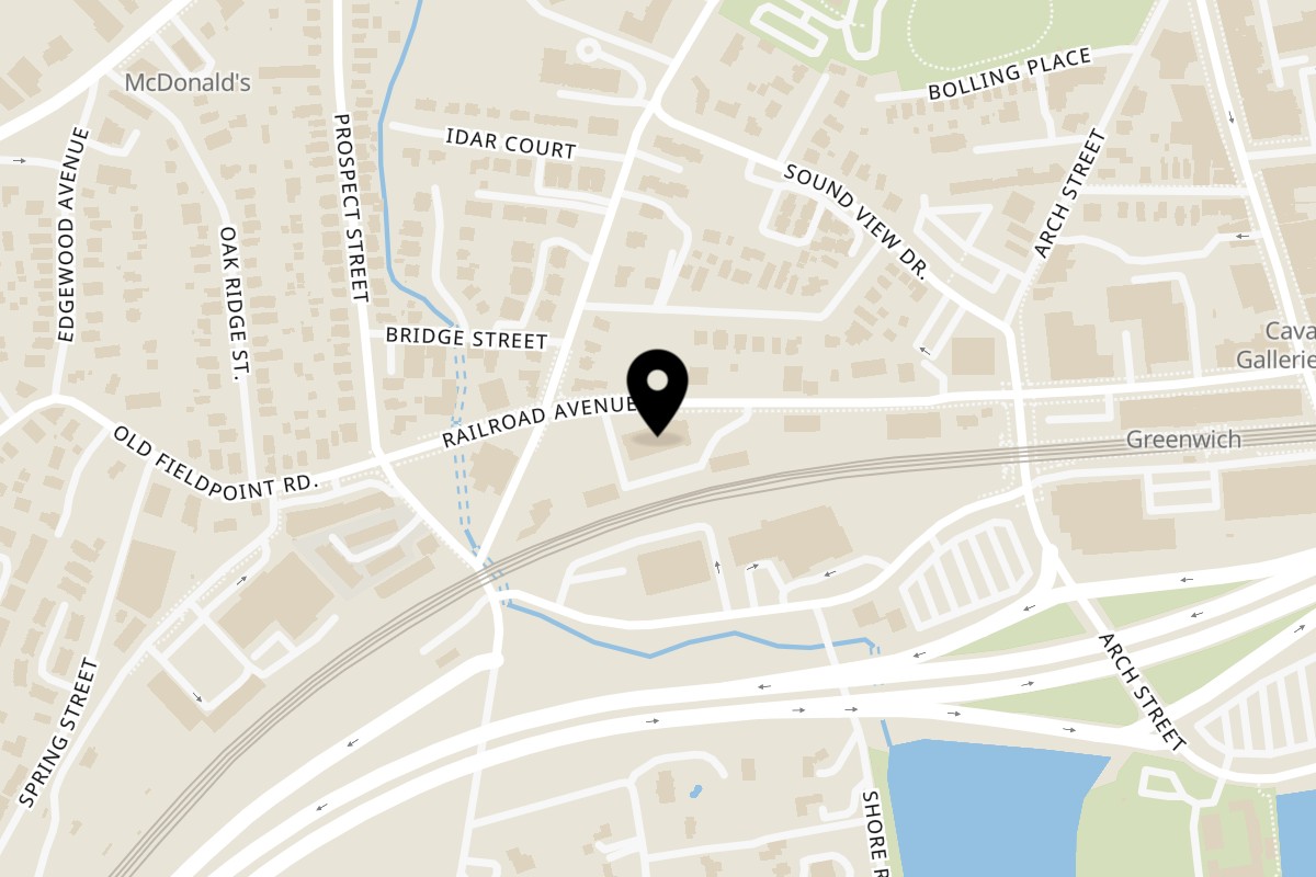 Map showing the location of Bella Nonna Restaurant & Pizza on 280 Railroad Ave in Greenwich